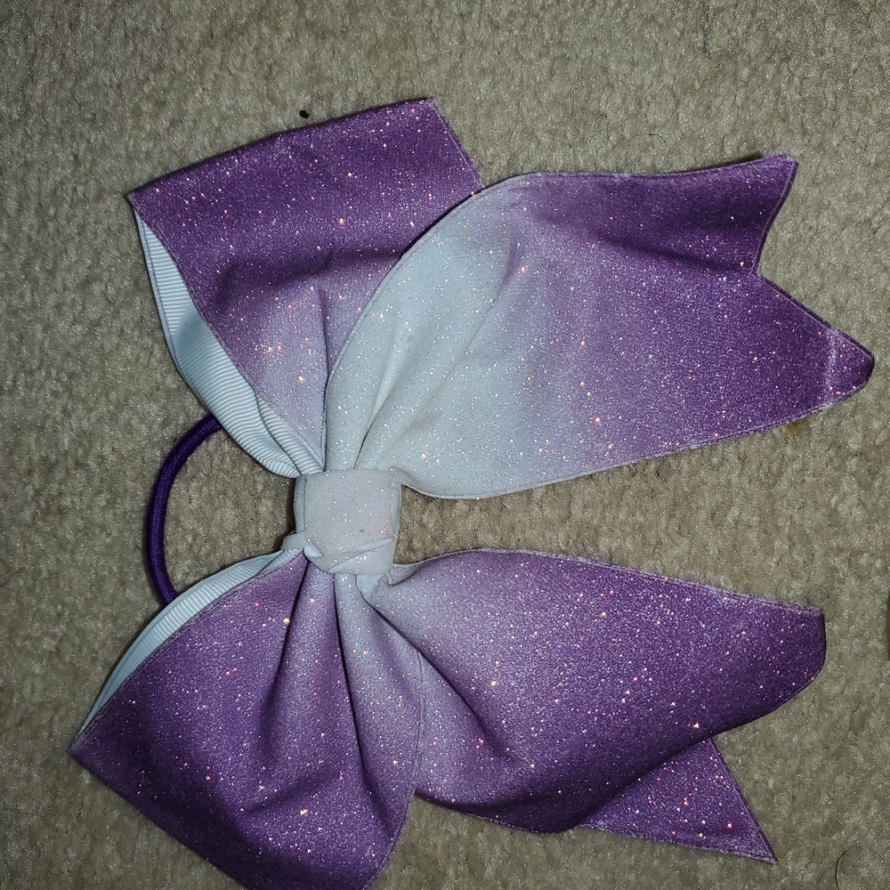 Glitter purple white bow